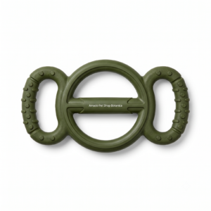 Amado Pet Shop Botanica Dual-Handle Dog Tug Toy - Durable Green Rubber Interactive Chew Ring